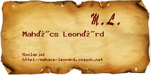Mahács Leonárd névjegykártya